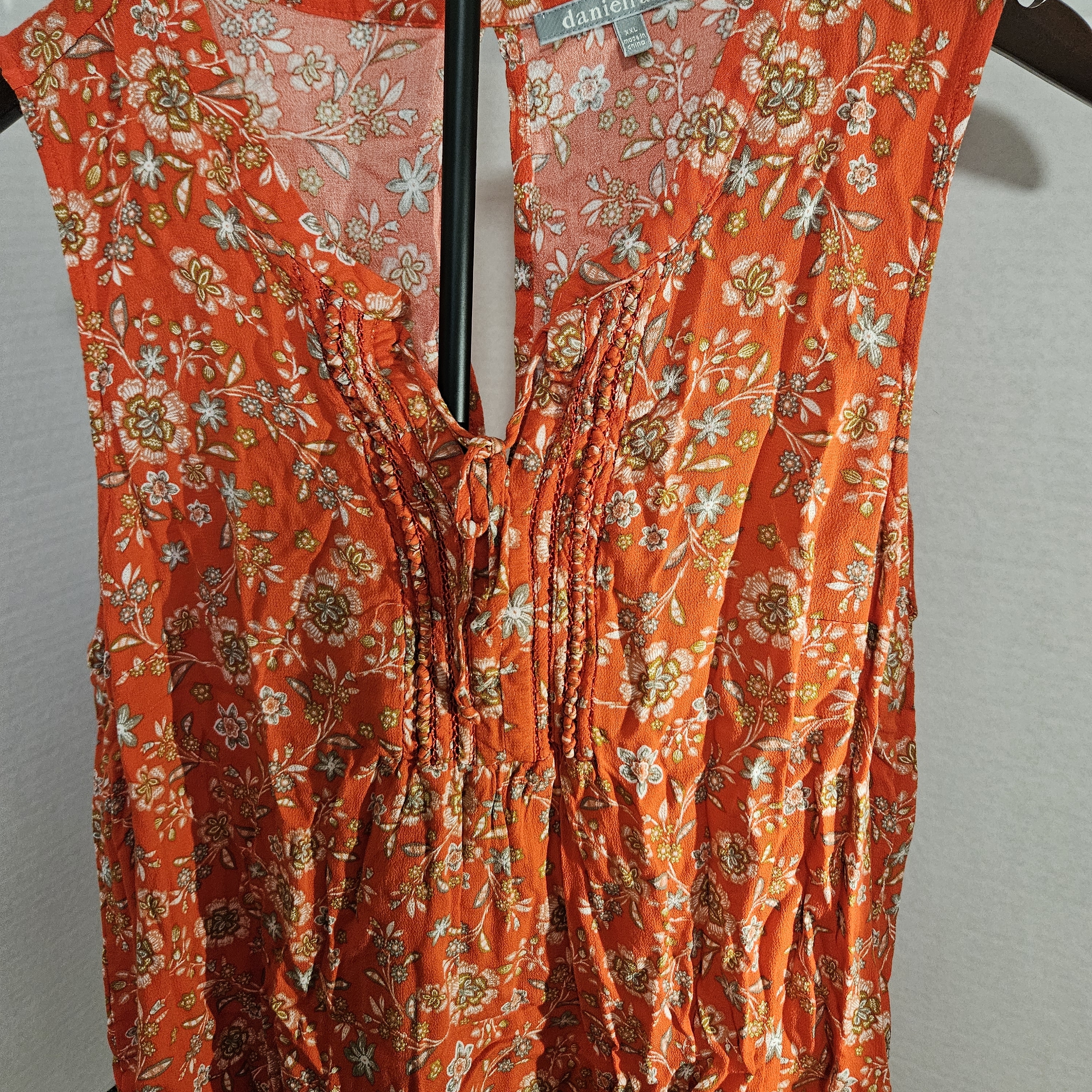 Daniel Rainn Orange Floral Sleeveless Dress